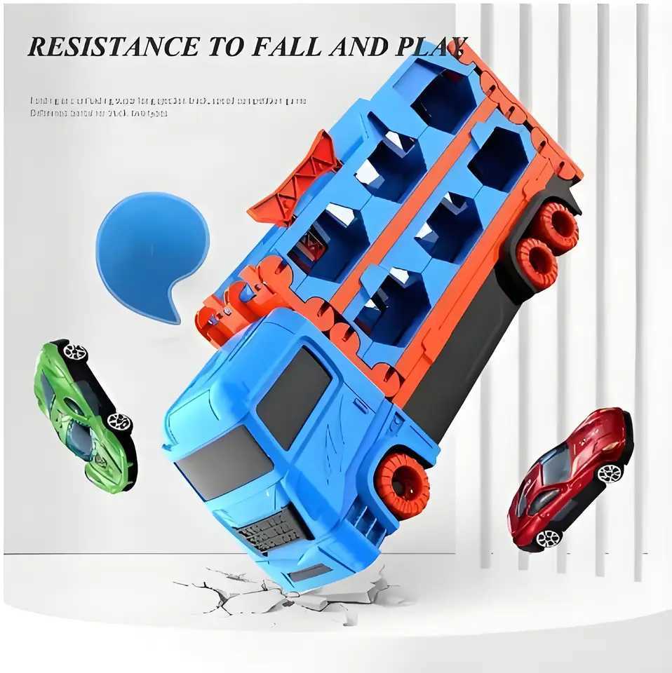 Large Car Transporter Truck Folding Track Racing Vehicle Kids Competitive Games Storage Alloy Car Boy Toy Children Birthday Gift L251112