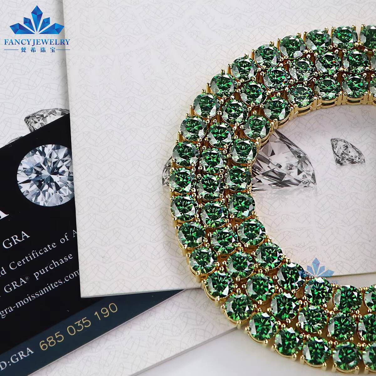 Shining Charm Moissanite Necklace 100 925 Silver 18k Gold Plated Yellow Green Colored Moissanite Tennis Chain Engagement Gift