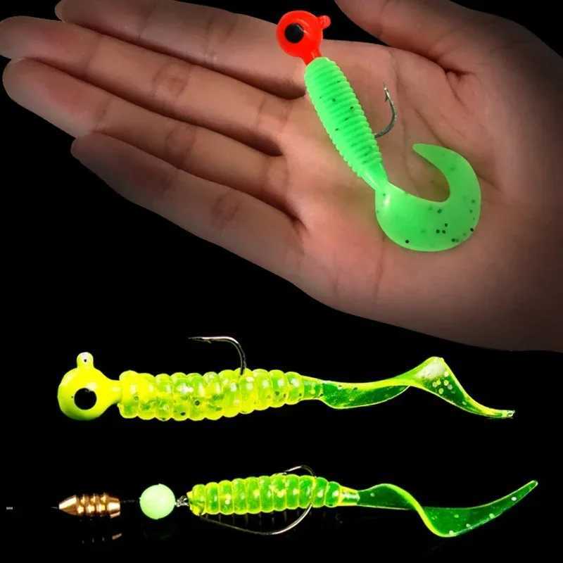 9/10pcs Soft Lures Silicone Bait 50/60/70mm Worm Jigging Wobblers Shrimp Fishy Smell Additive Tackle Bass Carp Artificial Bait Z250411