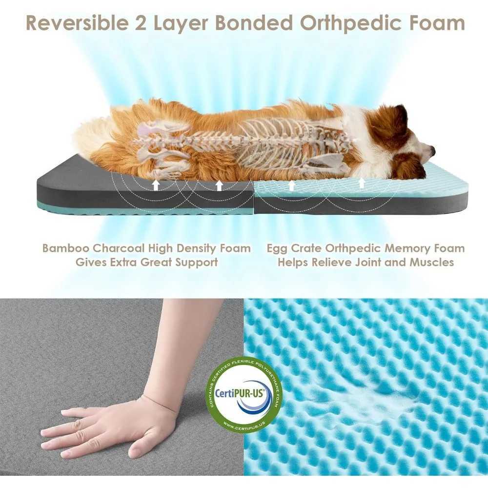 Foldable XXL artificial fur fluffy dog bed for oversized dogs 54 x38 x7.5 dog bed X250412