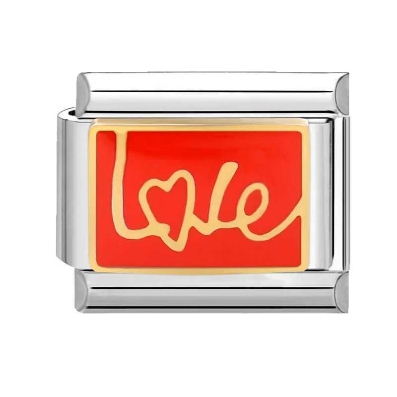 2024 Women Red Glaze Flower Heart Kiss Me Moon Charms Italian Links Fit 9mm Stainless Steel Bracelet Making JewelryC250411