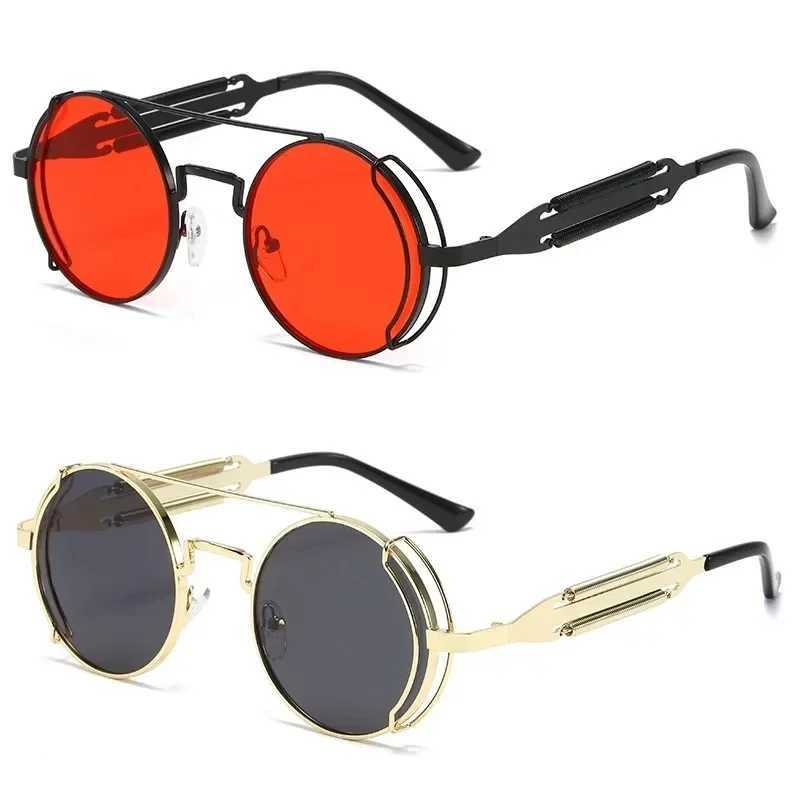 Retro Punk Steampunk Sunglasses Mens Brand Designer Round Punk Eyewear Gothic Style Products Women UV400 Sunglasses Z250411