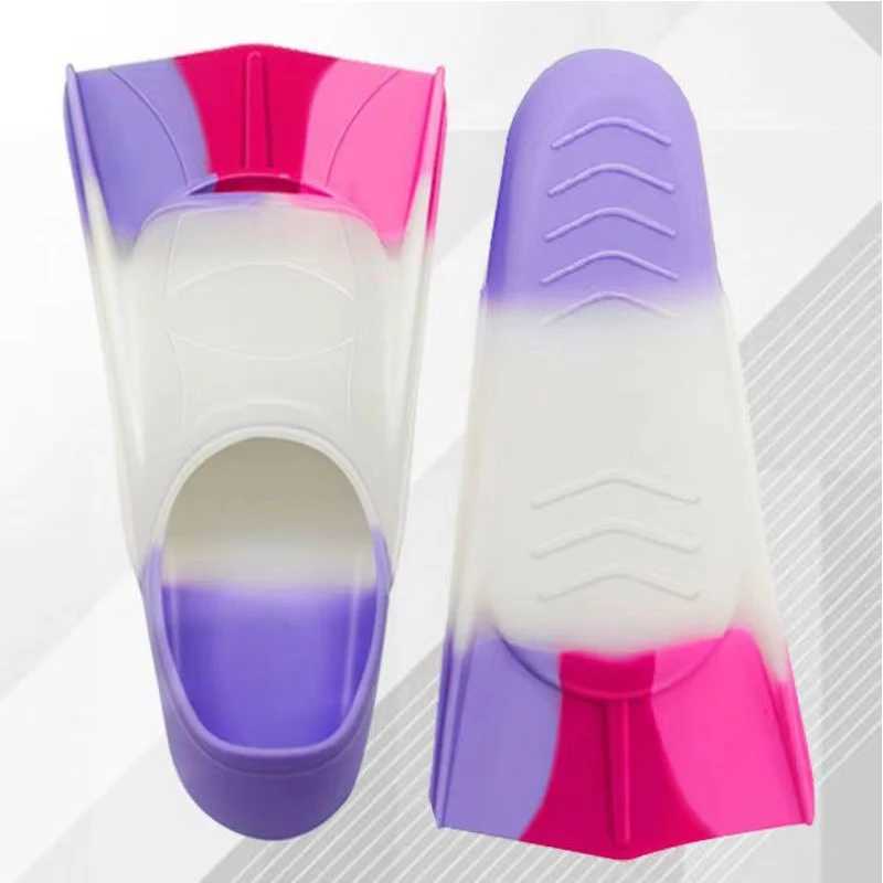 Colorful swimming training fins for summer tourism elastic and soft silicone diving frog shoesY250412