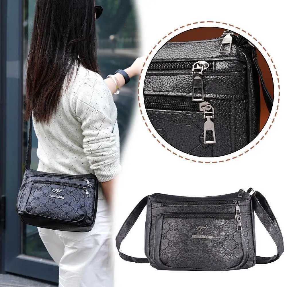 Casual Crossbody Bag Simple Large Capacity Multi-layered Shoulder Bag for Mom Fashionable Vintage PU Leather Polyester LiningT2511112