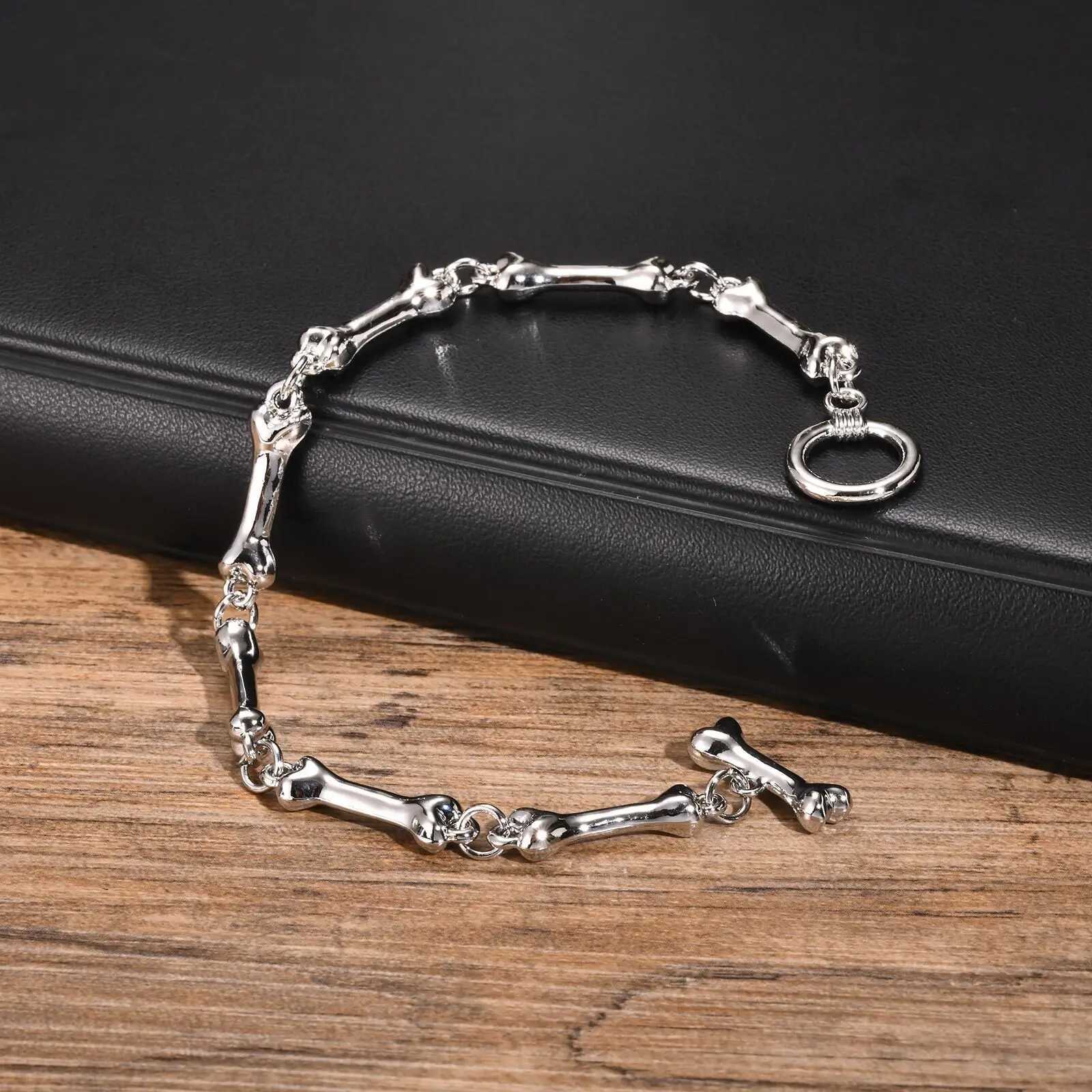 Bone Chain Link Bracelets for Men Boys22CM Metal Chain Wristband with OT BuckleNew Hiphop Jewelry Anniversary Birthday GiftsC250411
