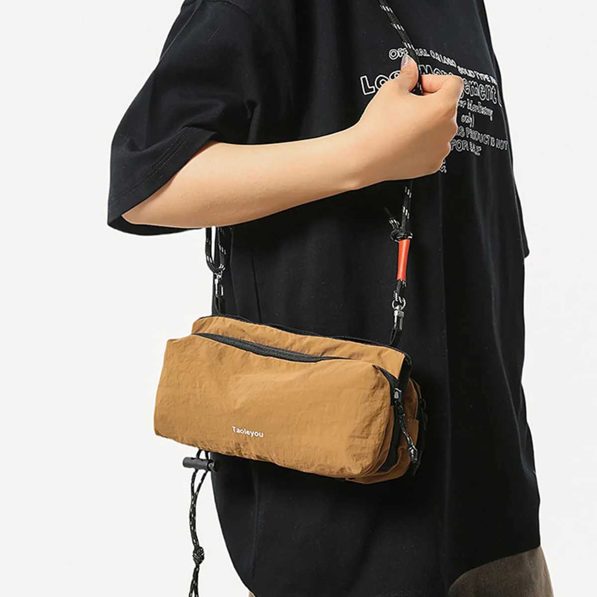 Nylon casual bags outdoor hiking bags drawstring street mens crossbody bags single-shoulder bagsT2511112