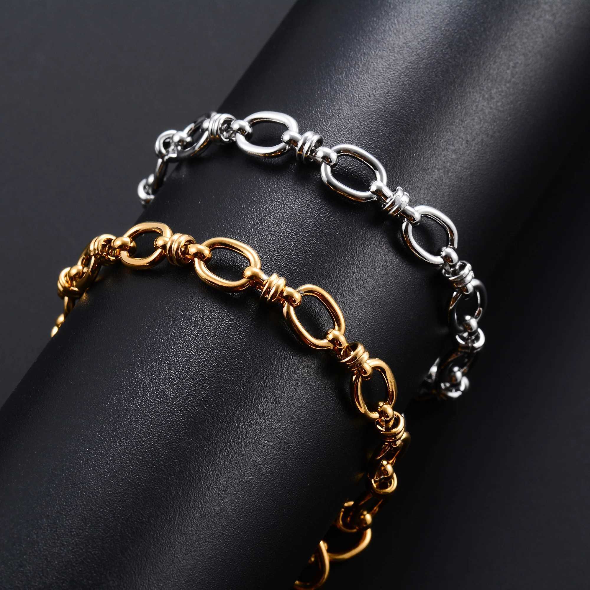 6.5mm Punk Handmade Stainless Steel Bracelet Link Oval Chain for Women Men Rock Boy Hand Chain Wristband Anklets Metal JewelryC250411