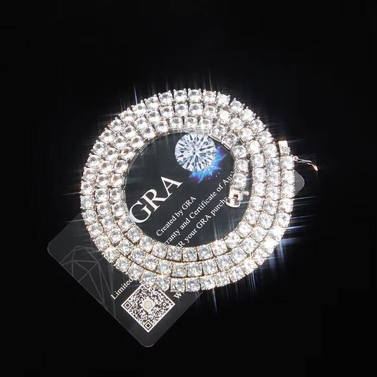 GRA Bling VVS Moissanite Wholesale Price 2mm 3mm 4mm 5mm 65mm 925 Sterling Silver Chokers Necklace Moissanite Tennis Chains