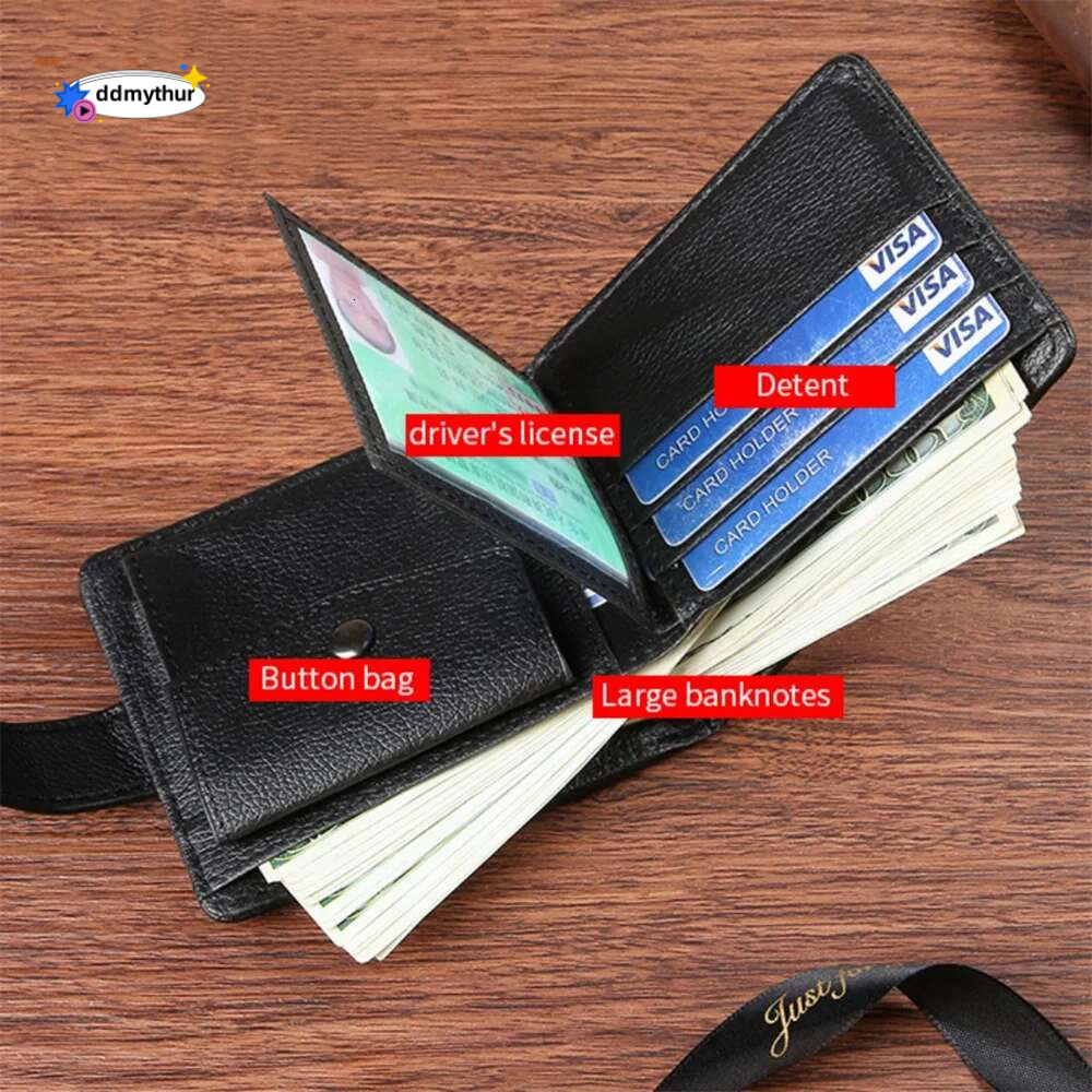 ISKYBOB Men's Wallet Multiple Slots ID/Credit Card Holder Fashion Vintage Business Coin Purses Snap Leather Male Wallets ddmythur