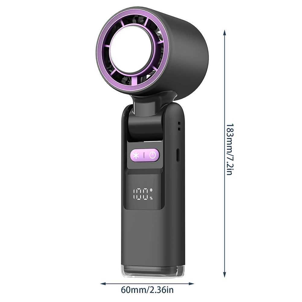 100 Turbos Cooling Ice Sensing Fan Super Mini Turbos Speed Fan USB Powered Digital Display for Outdoor Camping Travel X250412