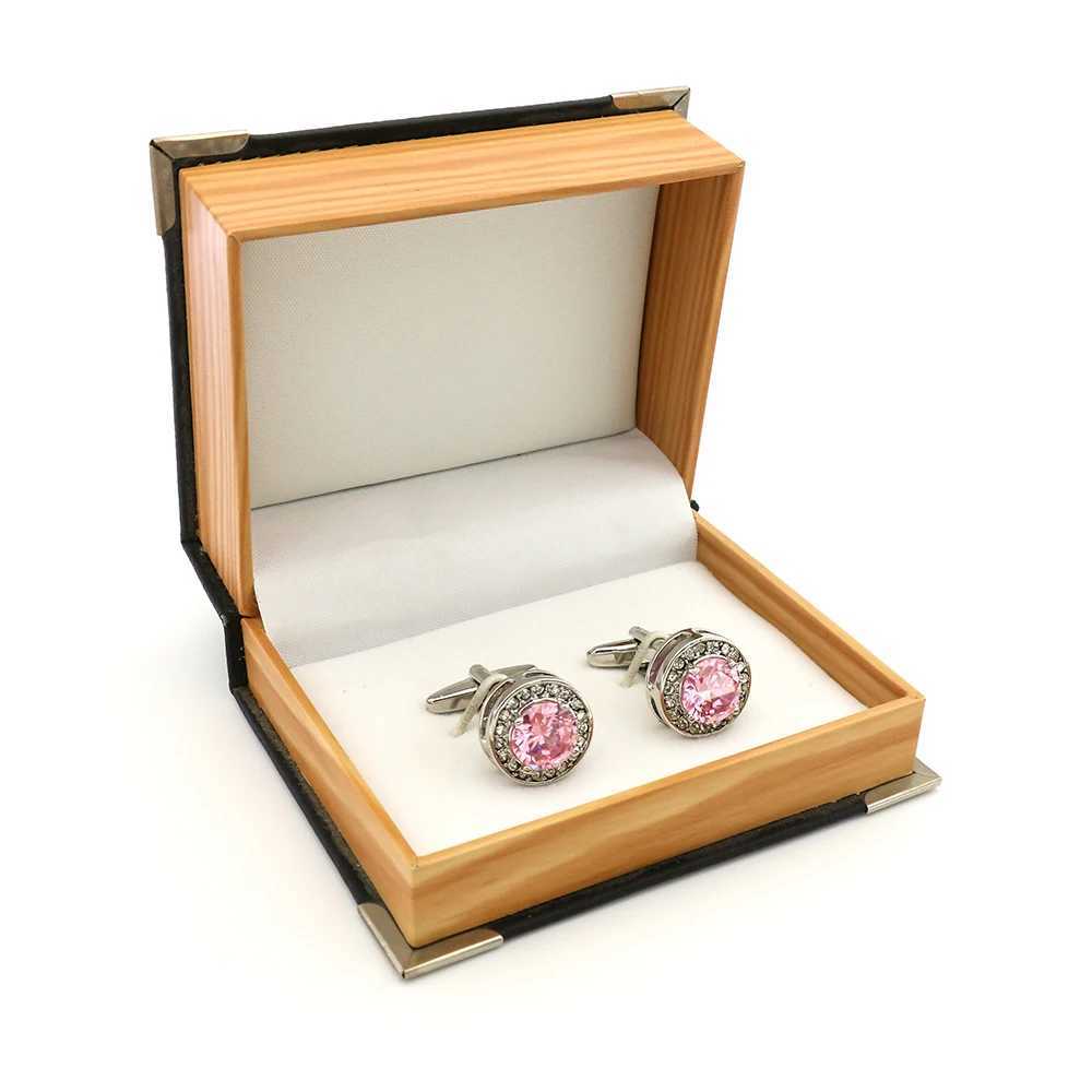 Mens luxury cufflinks in pink high-quality brass material round crystal design wholesale and retail of cufflinksT250412