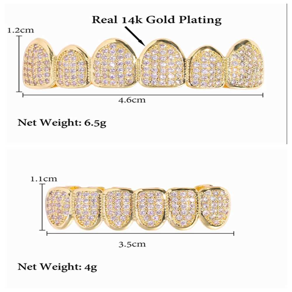 Hip hop mens and womens ice cube cubic zirconia top and bottom teeth Grilz hat Bling CZ Micro Pave teeth Grills Halloween cosplay jewelry W250412