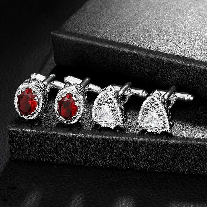 Creative Fashionable Ruby cufflinks are made of copper material mens high-end tactile personalized set sleeve nail accessoriesT250412