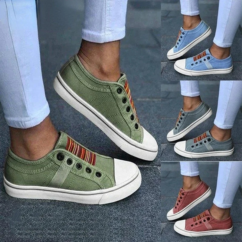 Low-cut Trainers Canvas Flat Shoes Women Casual Vulcanize Shoes Women Summer Autumn Sneakers Ladies 250411