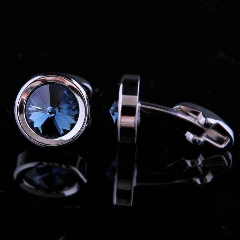 KFLK Jewelry Shirt Cufflinks Mens Brand Crystal Cufflinks Wholesale Designer Button France High Quality Round CustomerT250412