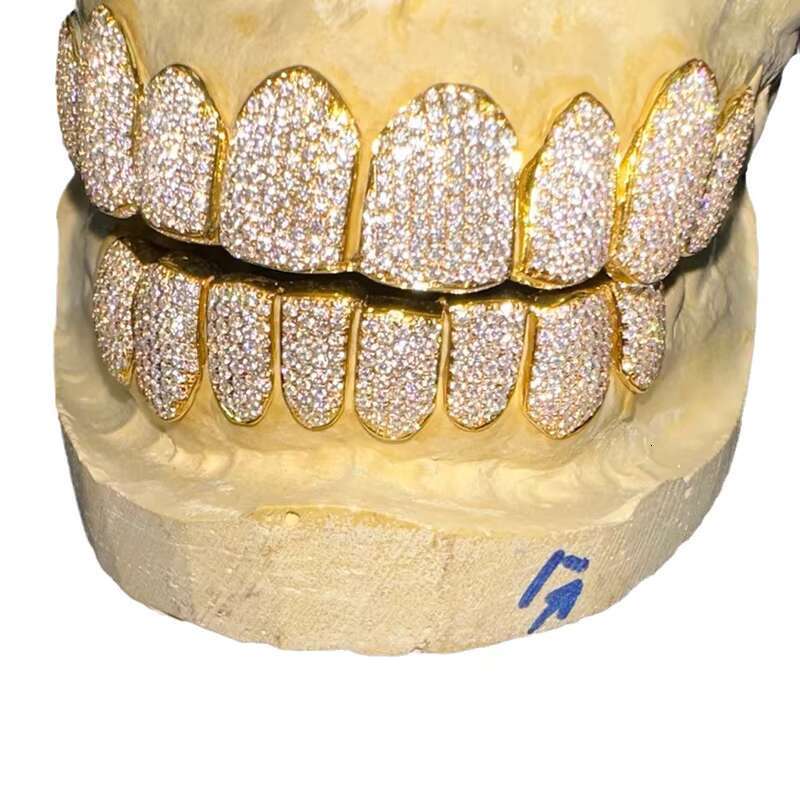 Custom S925 Silver Iced Out VVS Moissanite Grillz Teeth Can Diamond test Men Hiphop Jewelry