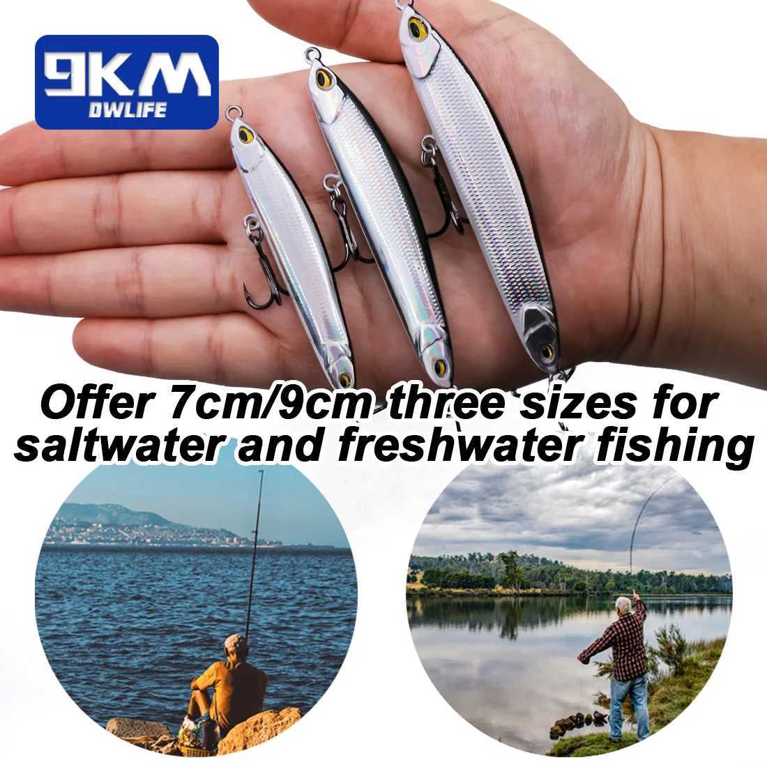 Sinking Pencil Lures 9.5~19g Saltwater Fishing Lures Hard Fishing Bait with Treble Hooks Salmon Redfish Trout Bass Walleye Z250411