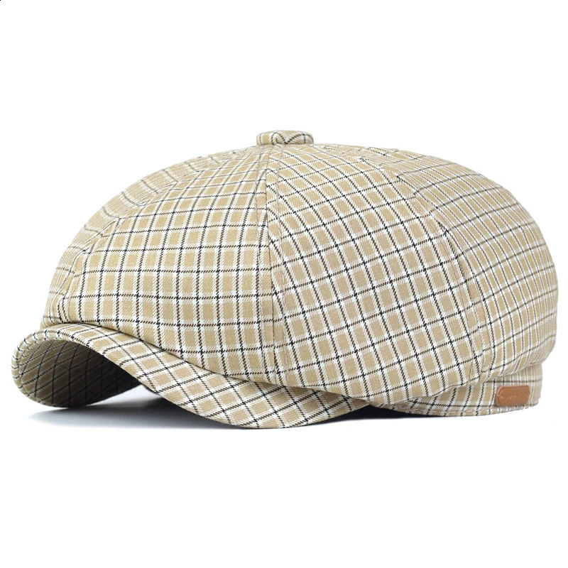 Spring Summer Plaid sboy Cap Breathable y Octagonal Hat Vintage Soft Casual Berets Cap Visor Gatsby Flat Ivy Hat 250403
