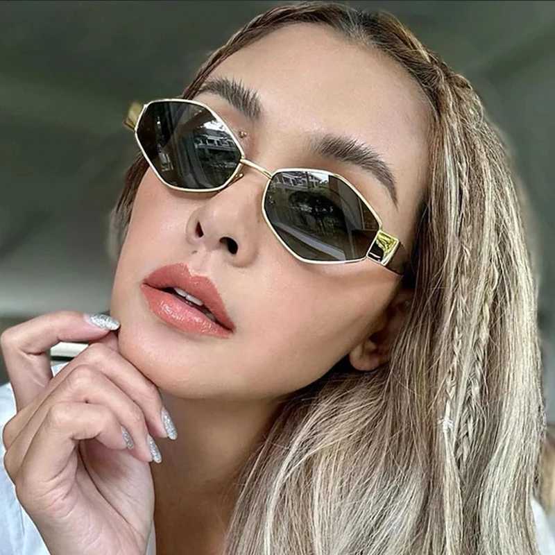 Small Frame Polygonal Sunglasses for Women Luxury Brand Designer Metal Punk Suns Glasses For Men Vintage Rhombus Sunglass Shades Z250411
