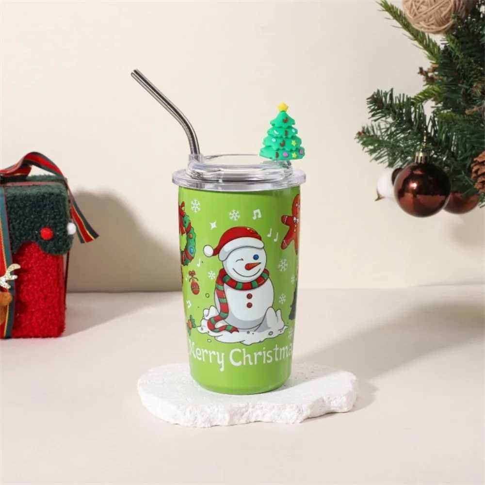 Christmas New Year 460ml Coffee Cup Christmas Stainless Steel Thermal Cup Reausable Portable Vacuum Mug Drinkware Y251112