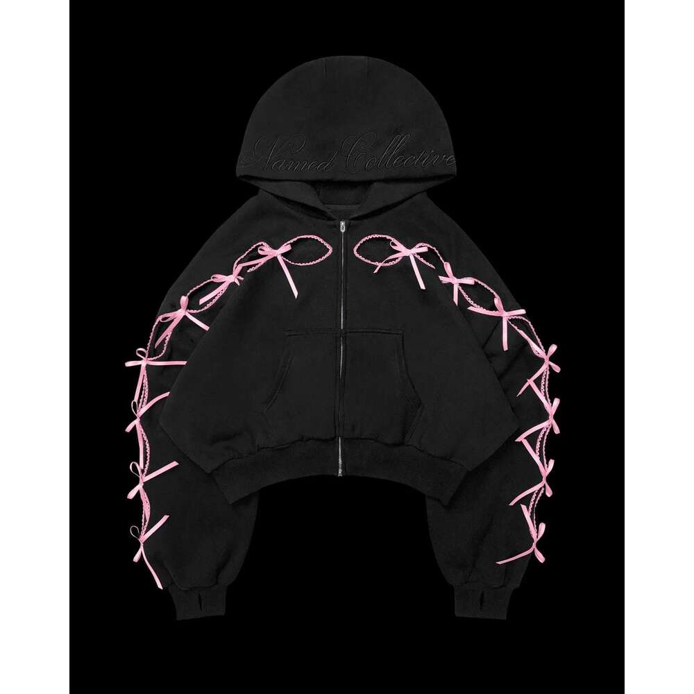 Designer Clothes New Y2k Streetwear Sportswear Two Piece Set Women Hip Hop Rock Bow Personalized Haruku Fashion Zipper Hoodie Sweatpants