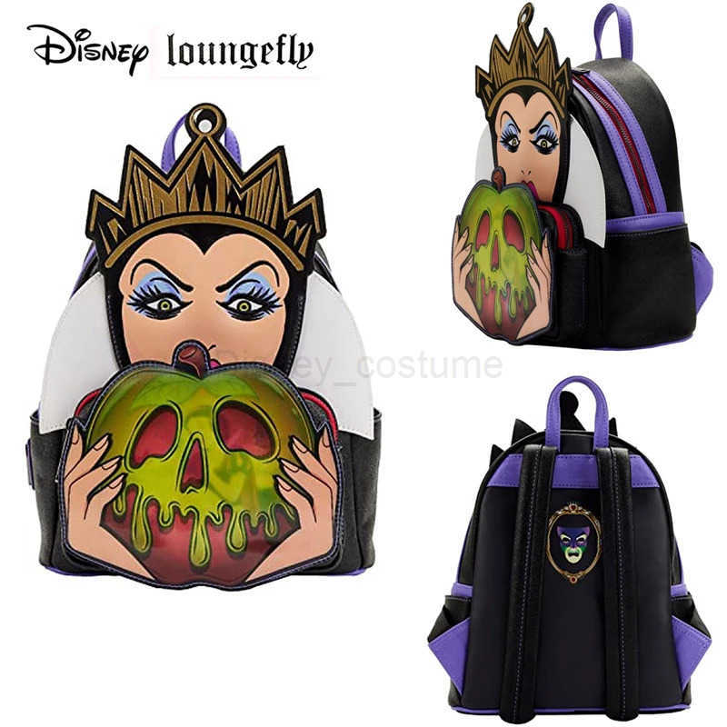 Disney Genuine Disney Loungefly Villains Evil Queen Apple Womens Double Strap Shoulder Bag Purse Elementary School Backpack Girl Gift X250412