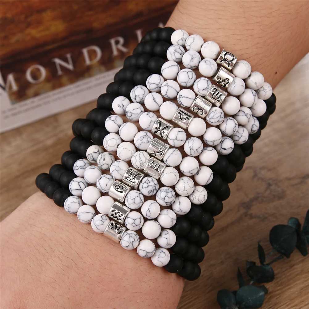 12 Constellations Handmade Beads Volcanic Stone Bracelets For Women Personalized 12 Zodiac Bracelet Bangles on handC250411