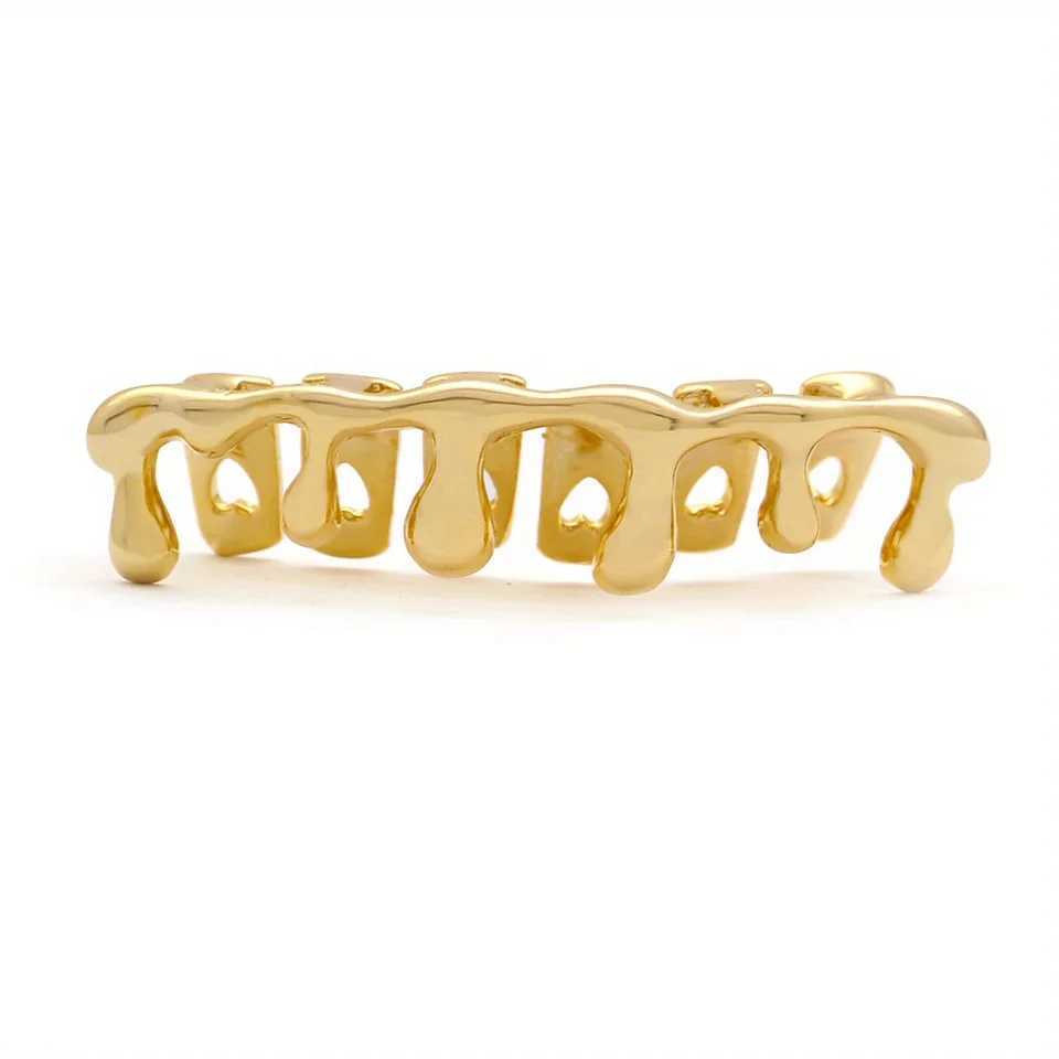 Hip hop copper gold-plated drop shaped bracket suitable for male and female Halloween teeth props accessories teeth jewelry W250412