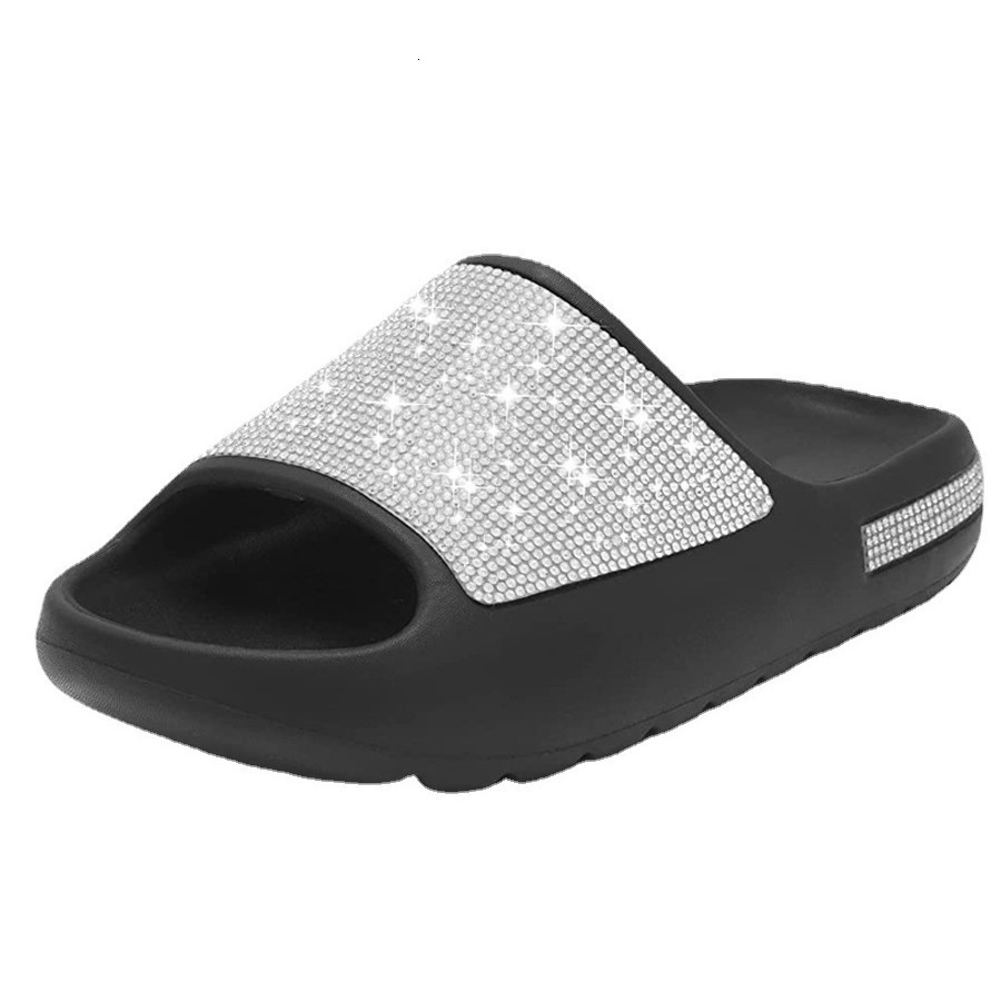 2025 Internet famous women's shoes with diamond surface, fine glitter, thick soled slippers, sandals, and slippers slides per