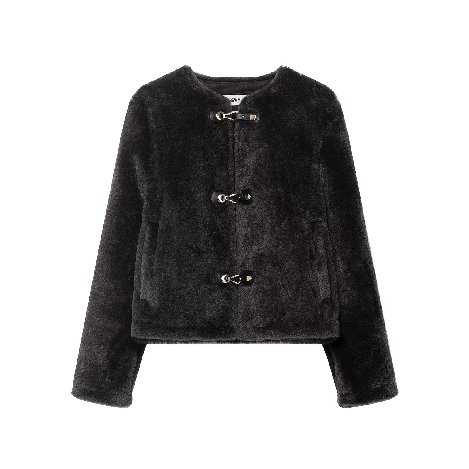 2025 AutumnWinter Product Womens Commuting Warm Lamb Wool Rope Knot Round Neck Double sided Jacket Coat 251107