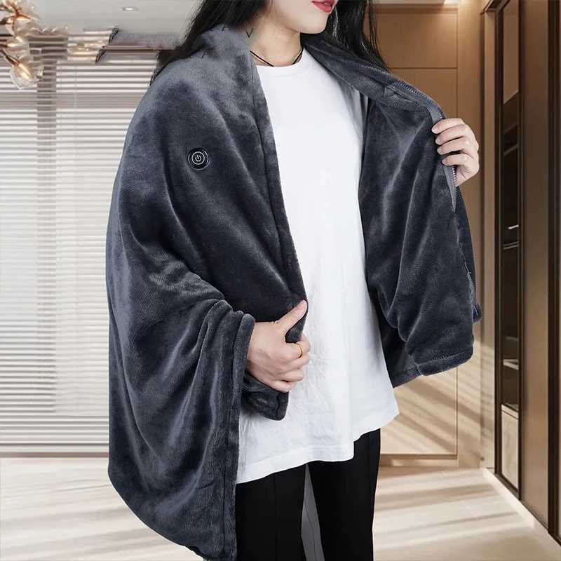 Winter Warm Shawl Fast Heating Leg Blanket Covering Coral Velvet Shawl Wearable Household Winter Body Warmer for Home Office Y251112