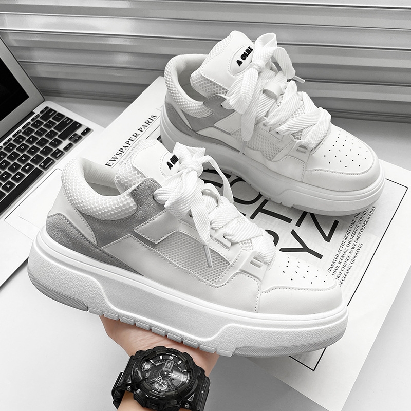 Free shipping Men's shoes 2025 new breathable casual shoes trend all match athletic casual shoes men's increase thick sole pink white