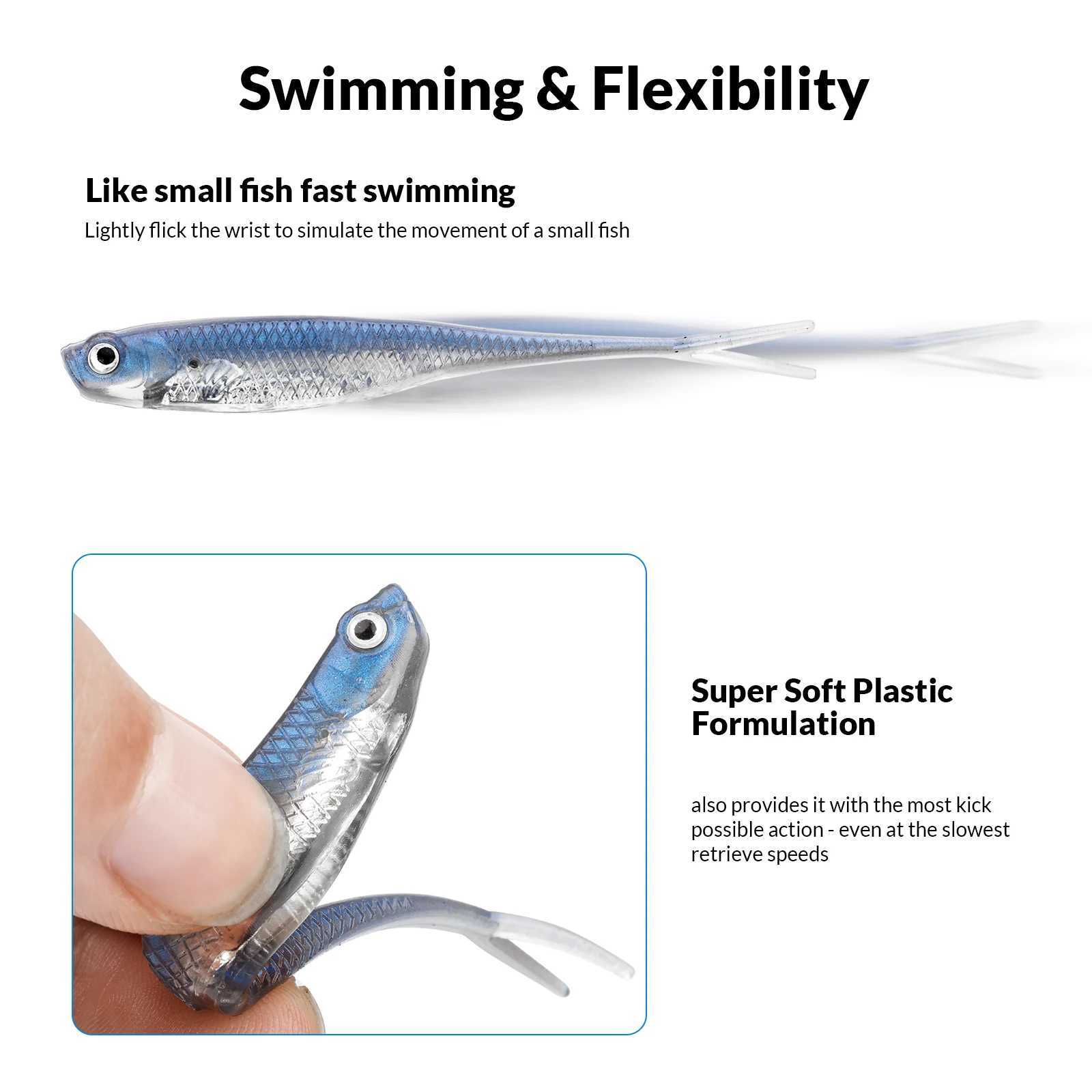 5pcs/6pcs Fishing Soft Bait 75mm100mm Shad Silicone Fishing Soft Lures Artificial Baits Swimbaits Bass Fishing Accessories Z250411