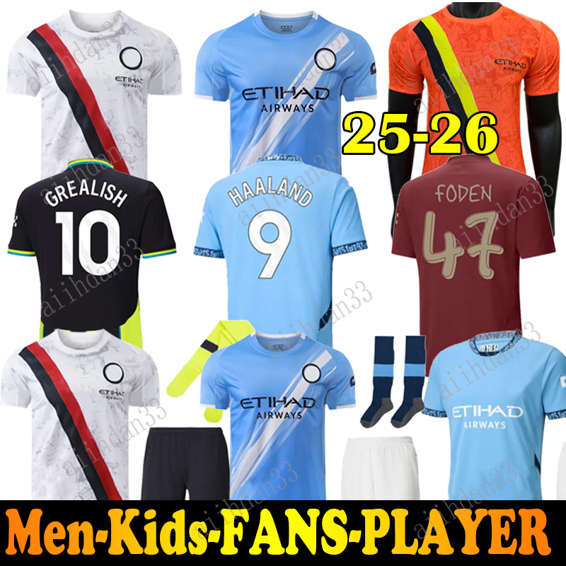 24 25 fans Player version HAALAND soccer jerseys DE BRUYNE KOVACIC FODEN 2024 2025 football shirt uniforms kids MAN City RODRIGO Manchestes Marmoush Nico Gonzalez