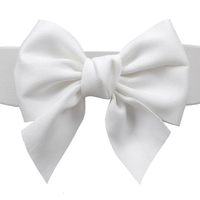 Versatile sweet pure cotton fabric bow elastic waistband wide belt women's dress decoration