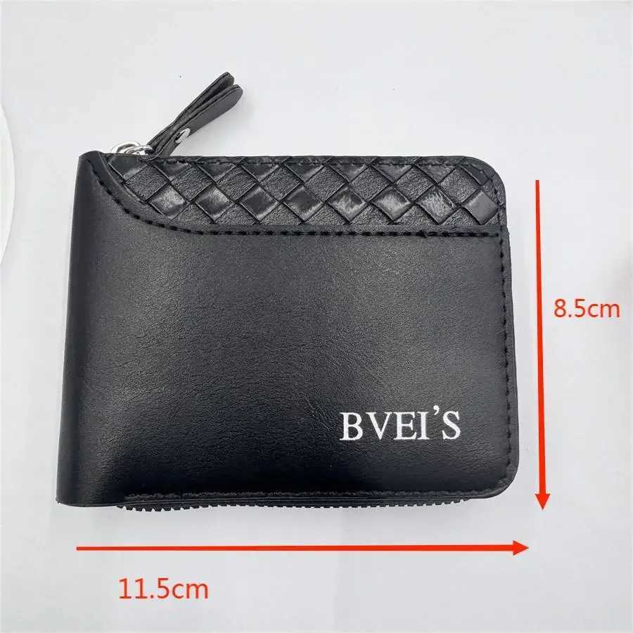 1 piece of leather mens wallet mens wallet mens zipper card holder with coin pocket Rfid wallet mens money bag gift Z250411
