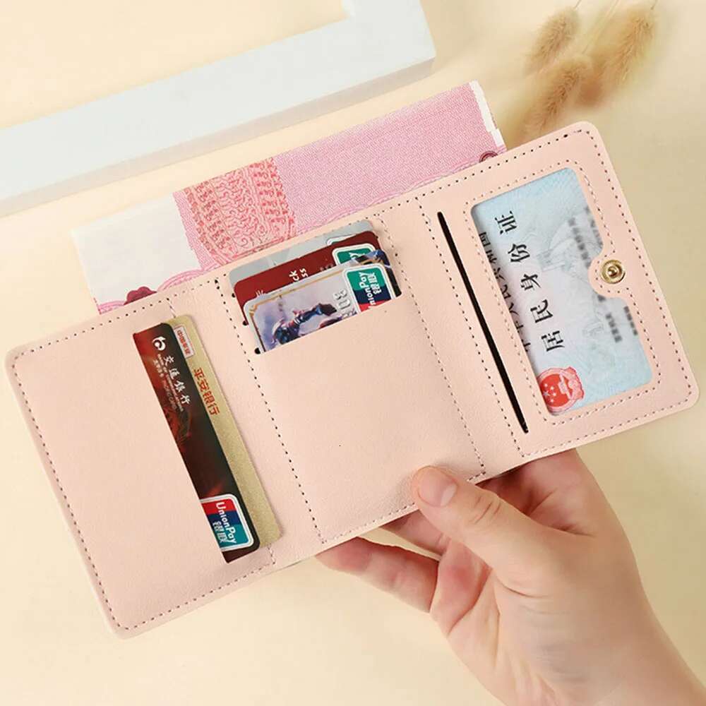 Cute Bow Wallet Women Sweet Pink Color Style ral Purse Holder for Girl Portable Travel Cash Coin Photo Card Bag ddmythur