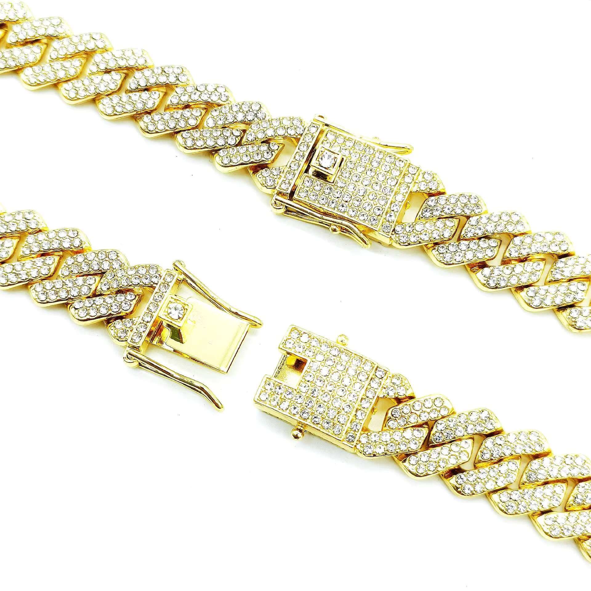 Hip hop Cuban Chain with 14mm Dia All Rock Necklace for Women and Men