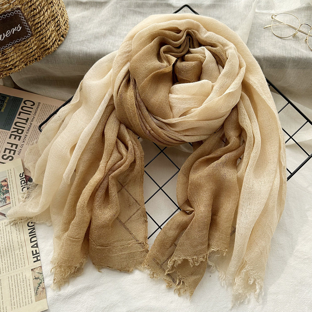 K369 New wool scarf solid color hand-dyed ladies gradient color soft high-grade silk scarf travel shoot with shawl