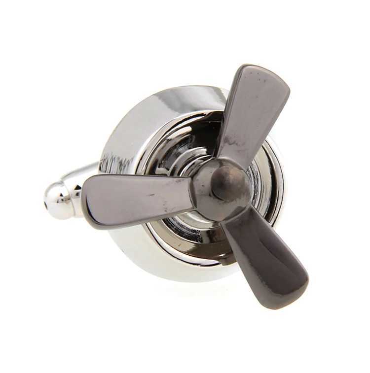 Mens rotary propeller cufflinks made of high-quality brass material for firearms black aircraft design cufflinks wholesale and retailT250412