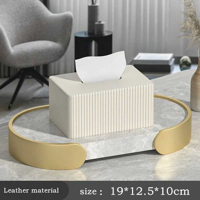 Light Luxury Tissue Box CoverPU Leather Rectangar Tissue Box HolderOrganizer for Bathro Vanity Countertop HeHotelOff Y251112