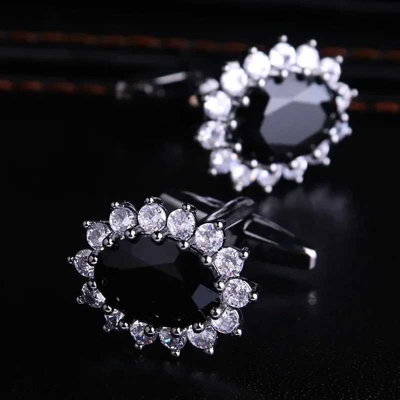 Mens luxury rhinestone crystal cufflinks French shirt cufflinks mens business banquets cocktail parties weddings anniversary giftsT250412