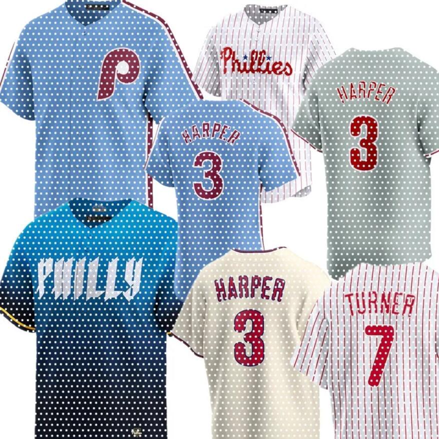 Phillies Jersey Baseball Roy Halladay Harper Trea Turner Zack Wheeler Kyle Schwarber Alec Bohm Bryson Stott Nick Castellanos Brandon Marsh Aaron Nola custom Women