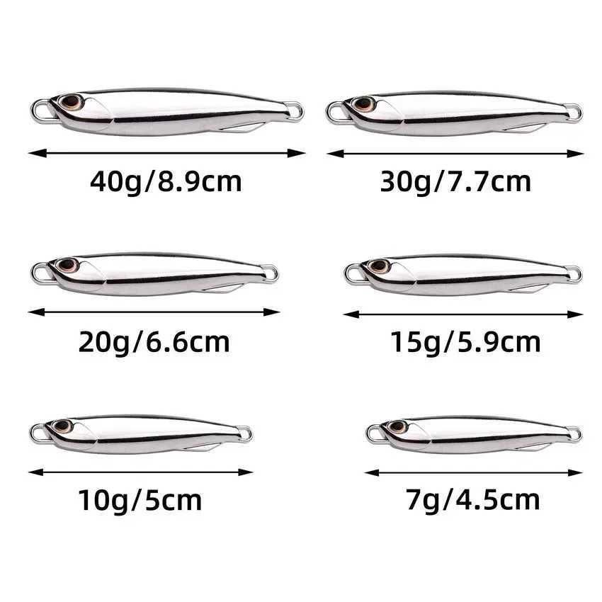 1Pcs Spoon Metal Jigs Silver Fishing Lures With Hooks 7g 10g 15g 20g 30g 40g Electroplated Fishing Lures Bait Mackerel Bass Z250411