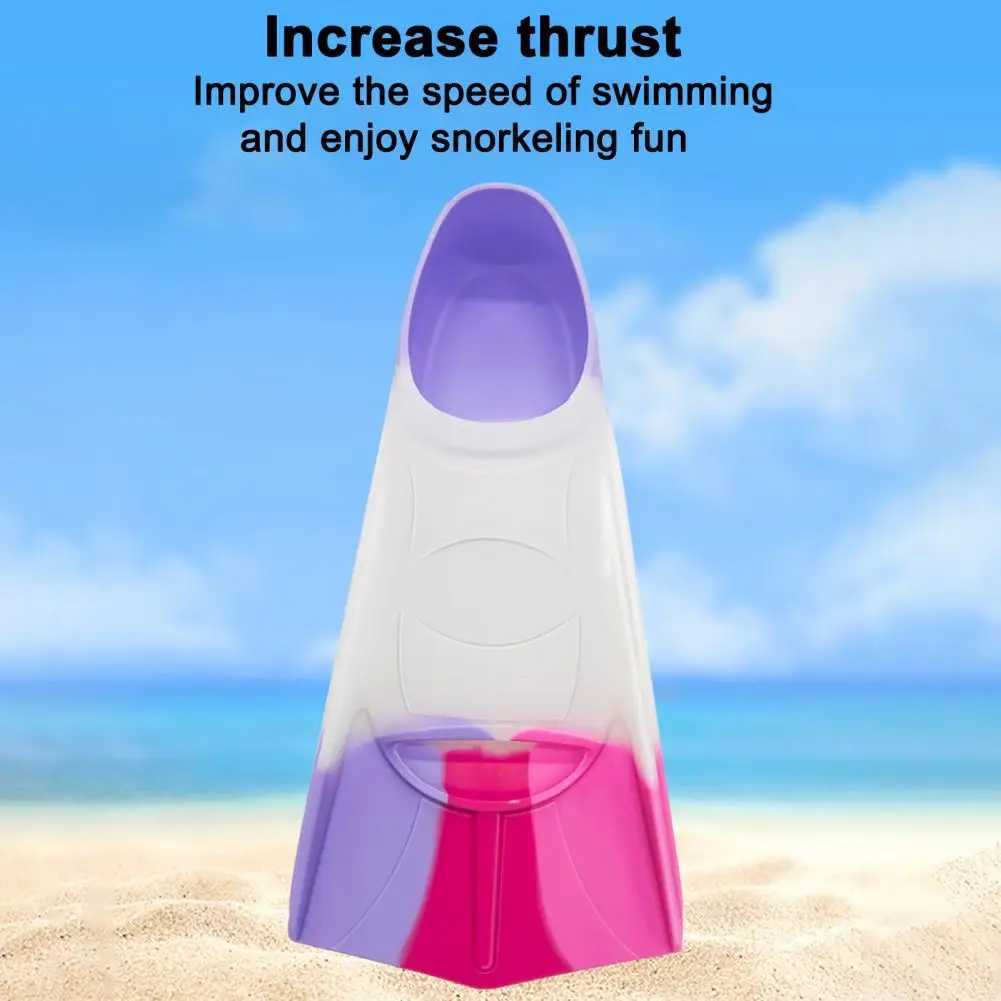 Silicone diving fins childrens swimming shoes childrens swimming fins short inflatable swimming fins flip cover swimming training finsY250412