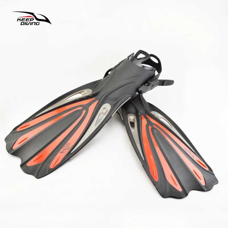 Keep Diving Open Heel Scuba Diving Long Fin Adjustable Inflatable Swimming Flip Cover Special Diving Boots Shoes Single Fin EquipmentY250412