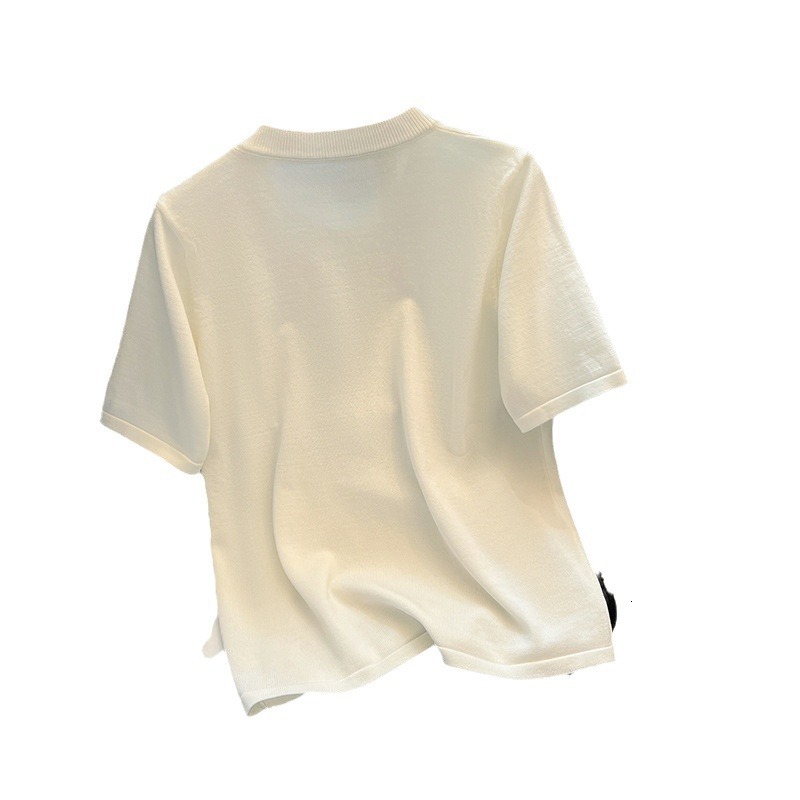 2025 Designer Summer T-shirt Top Women's Fashion Heavy Industry Letter Hot Diamond Letter Short Sleeve Top European Loose Premium Shirt T-shirt C