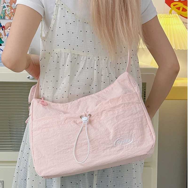 Japan Style Women Crossbody Bag New Casual Nylon Letter Composite Bag Simple Large Capacity Canvas Single Shoulder Tote BagT2511112