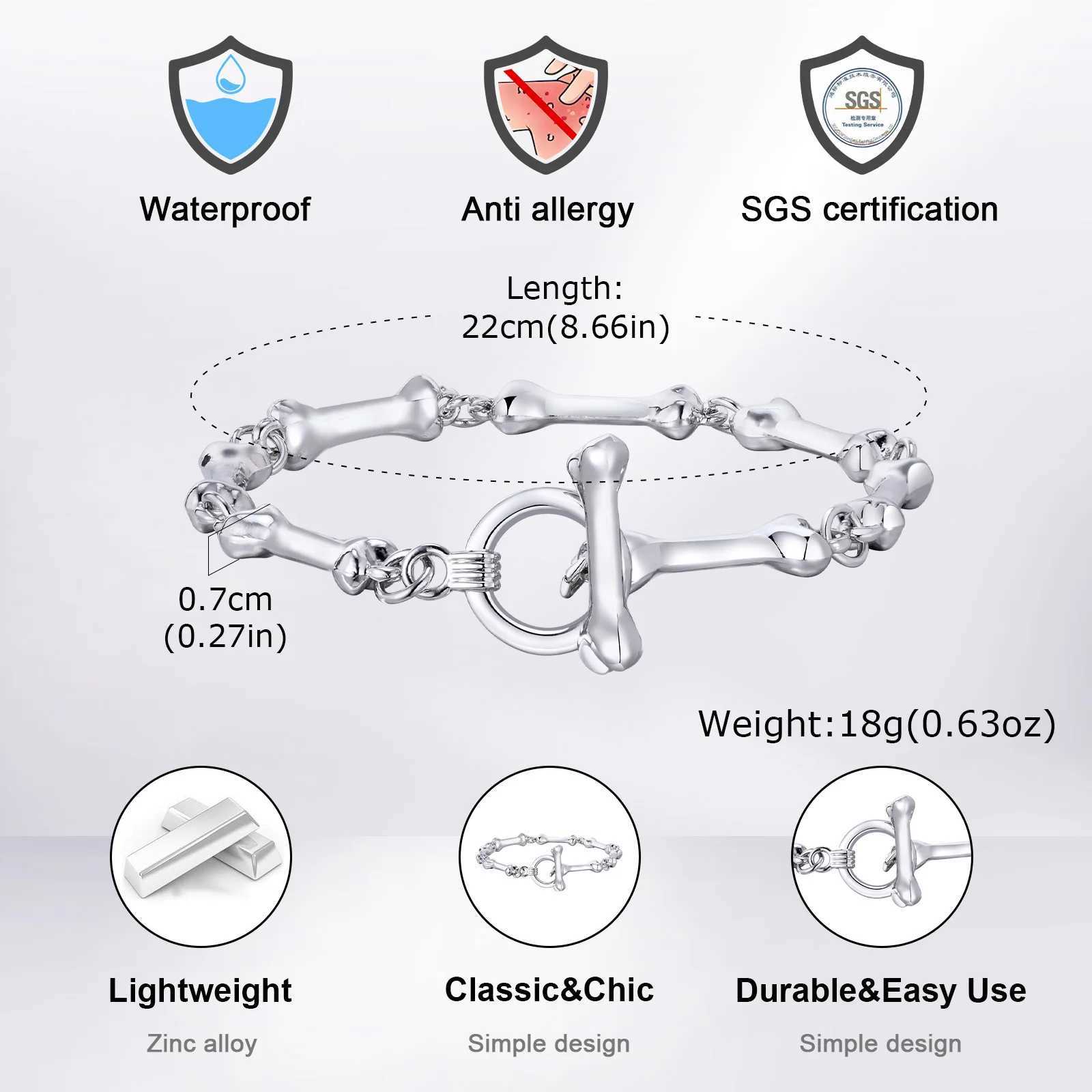 Bone Chain Link Bracelets for Men Boys22CM Metal Chain Wristband with OT BuckleNew Hiphop Jewelry Anniversary Birthday GiftsC250411