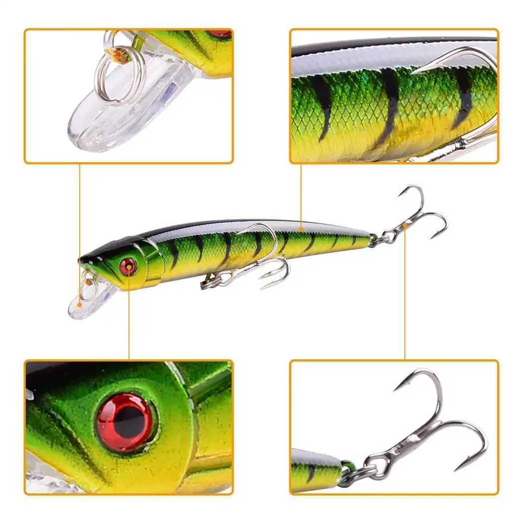 Aorace 8pc Wobblers Fishing Lures 9.5cm 7.7g Minnow Crankbait Pesca Bass Artificial Bait Pike Carp Fishing Lure Set Kit Swimbait Z250411